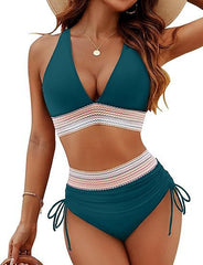 European and American solid color split sexy bikini foreign trade swimsuit