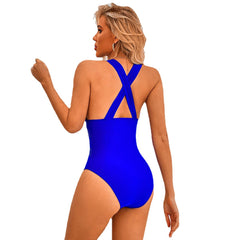 Swimsuit Ladies Thin Seaside Conservative One Piece Solid Color Swimsuit