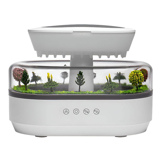 Raindrop - style aroma humidifier with lights, white noise, and essential oil diffusion for home.