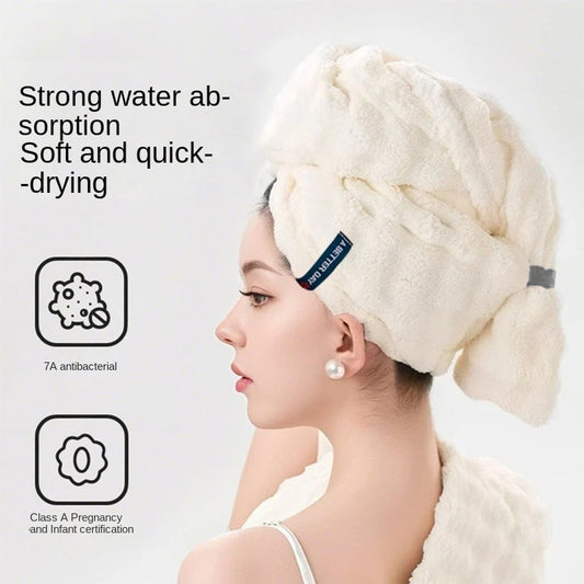French Style Dry Hair Cap for Adults, Extra Large and Thick, Strong Water Absorption