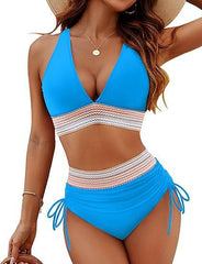 European and American solid color split sexy bikini foreign trade swimsuit
