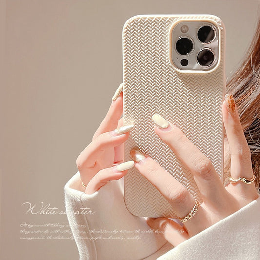 Simple and advanced 13 suitable for iPhone 14 iPhone case 14 Pro Max weaving 15 Knitted pattern X Solid color 11