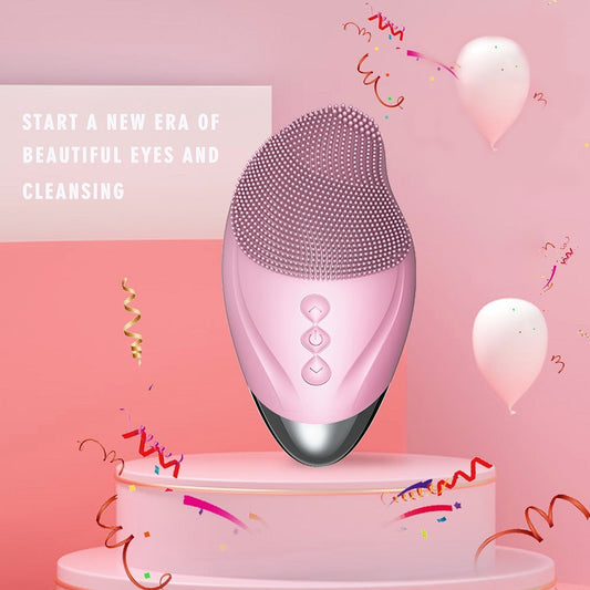 Ultrasonic Electric Facial Cleansing Brush Heated Sonic Electric Facial Cleanser Silicone Mini Face Cleaner Brush Deep Cleaning