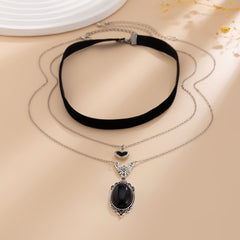 Design sense inlaid with gemstone velvet collarbone chain