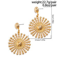 Ingemark Unique Round Sunflower Flower Drop Earrings for Women
