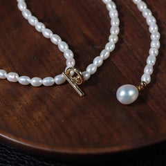 80cm Long Natural Pearl Chain Necklace for Women Female Jewelry Real Mini Small Baroque Pearl Tassel Necklace Choker