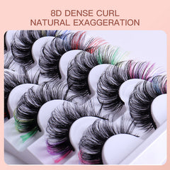7 Pairs Of Colorful Fried Eyelashes Multi-Layer Thick Cross Mink Hair Imitation D Color Mix 7