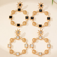 Retro court style exaggerated geometry Qingdao matte earrings
