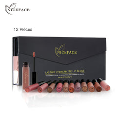Gift Box Niceface 12 Color Lip Gloss Combination Set Non-Stick Cup Does Not Fade Matte Matte Lipstick