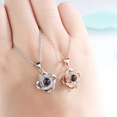 100 languages, I love you necklace, female projection pendant, minimalist forest style internet celebrity jewelry