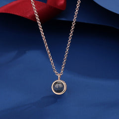 Necklace, a pair of men's and women's engraved photos, projection, I love you pendant, collarbone chain