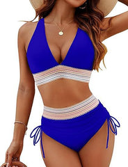 European and American solid color split sexy bikini foreign trade swimsuit