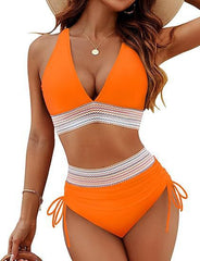 European and American solid color split sexy bikini foreign trade swimsuit