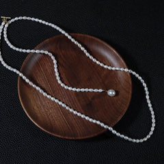 80cm Long Natural Pearl Chain Necklace for Women Female Jewelry Real Mini Small Baroque Pearl Tassel Necklace Choker