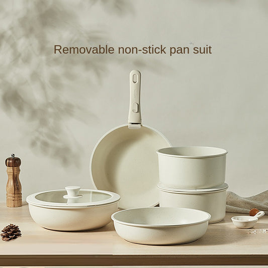Detachable cookware set, pot, wheat rice stone, flat bottomed pan, non stick pan, frying pan