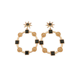 Retro court style exaggerated geometry Qingdao matte earrings