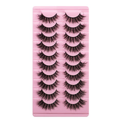 10 Pairs Of Messy Thick Imitation Mink Hair False Eyelashes 3D Stereo Realistic European And American Fried Hair False Eyelashes