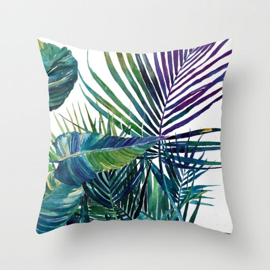 Elife Retro Green Leaves Cactus Linen cotton cushion case Polyester