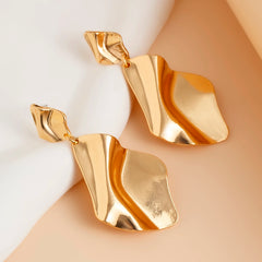 Ingemark Vintage Irregular Pleated Metal Drop Earring for Women