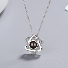 Necklace, female star pendant, 100 language projection, memories of love, short collarbone chain