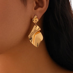 Ingemark Vintage Irregular Pleated Metal Drop Earring for Women