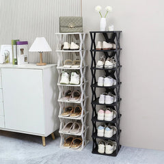 Stackable Plastic Shoe Rack, Vertical Dustproof Shoe Organizer