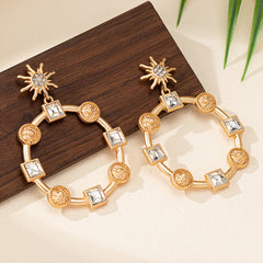 Retro court style exaggerated geometry Qingdao matte earrings