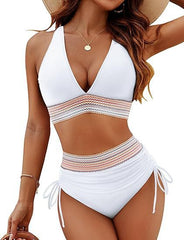 European and American solid color split sexy bikini foreign trade swimsuit