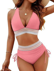 European and American solid color split sexy bikini foreign trade swimsuit