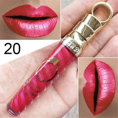 20 Colors Lipstick Waterproof Long Lasting Matte+Shimmer Mental Beauty Lip Gloss Nude Glitter Lip Gloss Beauty Red Lip Tint New