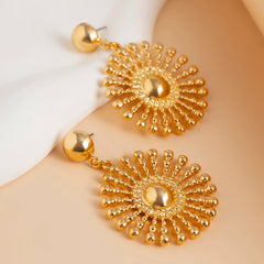 Ingemark Unique Round Sunflower Flower Drop Earrings for Women