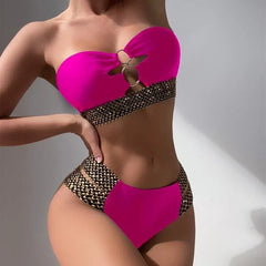 Split bikini swimsuit, female sexy high waisted swimsuit