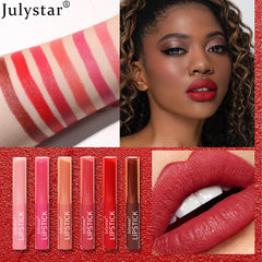 Durable Waterproof Non Stick Cup Genuine Six Color Lipstick Matte Velvet Foggy Lipstick