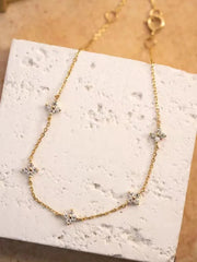 925 Sterling Silver Five Small Flower Clear Zircon Bracelet