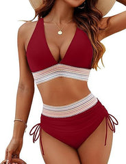 European and American solid color split sexy bikini foreign trade swimsuit