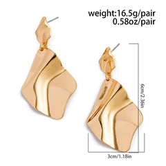 Ingemark Vintage Irregular Pleated Metal Drop Earring for Women