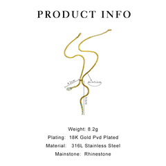 Solid Gold Plated Flat Snake Chain Tassel Necklace