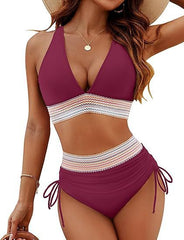 European and American solid color split sexy bikini foreign trade swimsuit