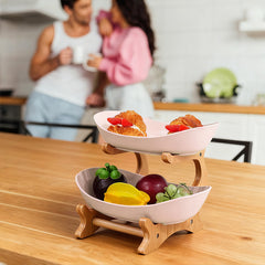 2-Tier Bamboo Fruit Stand for Kitchen