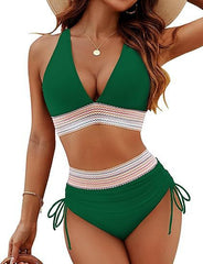 European and American solid color split sexy bikini foreign trade swimsuit