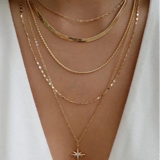 Multilayer Trend Elegant Jewelry Long Snake Chain Crystal St