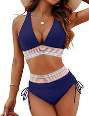 European and American solid color split sexy bikini foreign trade swimsuit