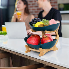 2-Tier Bamboo Fruit Stand for Kitchen