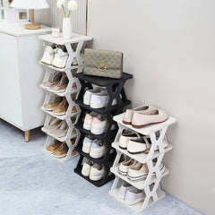 Stackable Plastic Shoe Rack, Vertical Dustproof Shoe Organizer