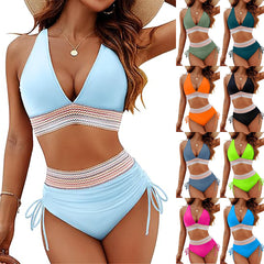 European and American solid color split sexy bikini foreign trade swimsuit