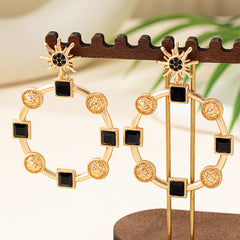 Retro court style exaggerated geometry Qingdao matte earrings