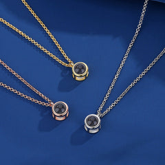 Necklace, a pair of men's and women's engraved photos, projection, I love you pendant, collarbone chain