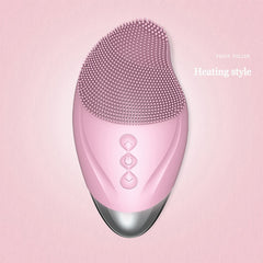 Ultrasonic Electric Facial Cleansing Brush Heated Sonic Electric Facial Cleanser Silicone Mini Face Cleaner Brush Deep Cleaning