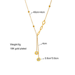 Fashionable, simple, light luxury, versatile, long tassel with diamond inlaid circle pendant, titanium steel irregular necklace