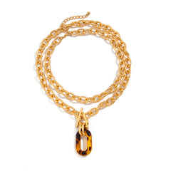 Fashionable irregular leopard print buckle necklace set